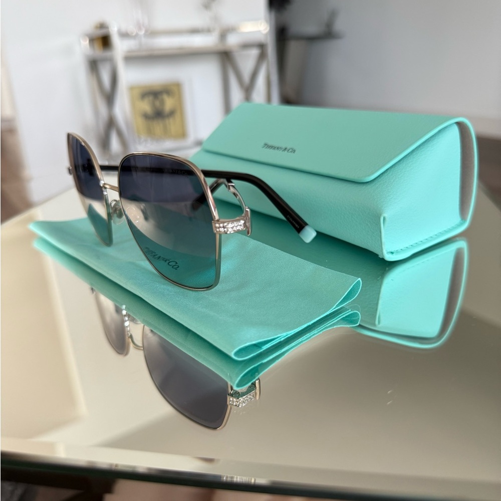 Tiffany & Co. Crystal-Accent Sunglasses with Case & Cloth